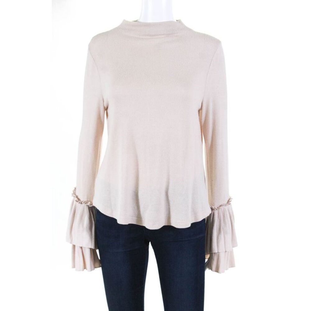 B Collection By Bobeau Womens Linda Cozy Blouse Beige Size Extra Small 11586493